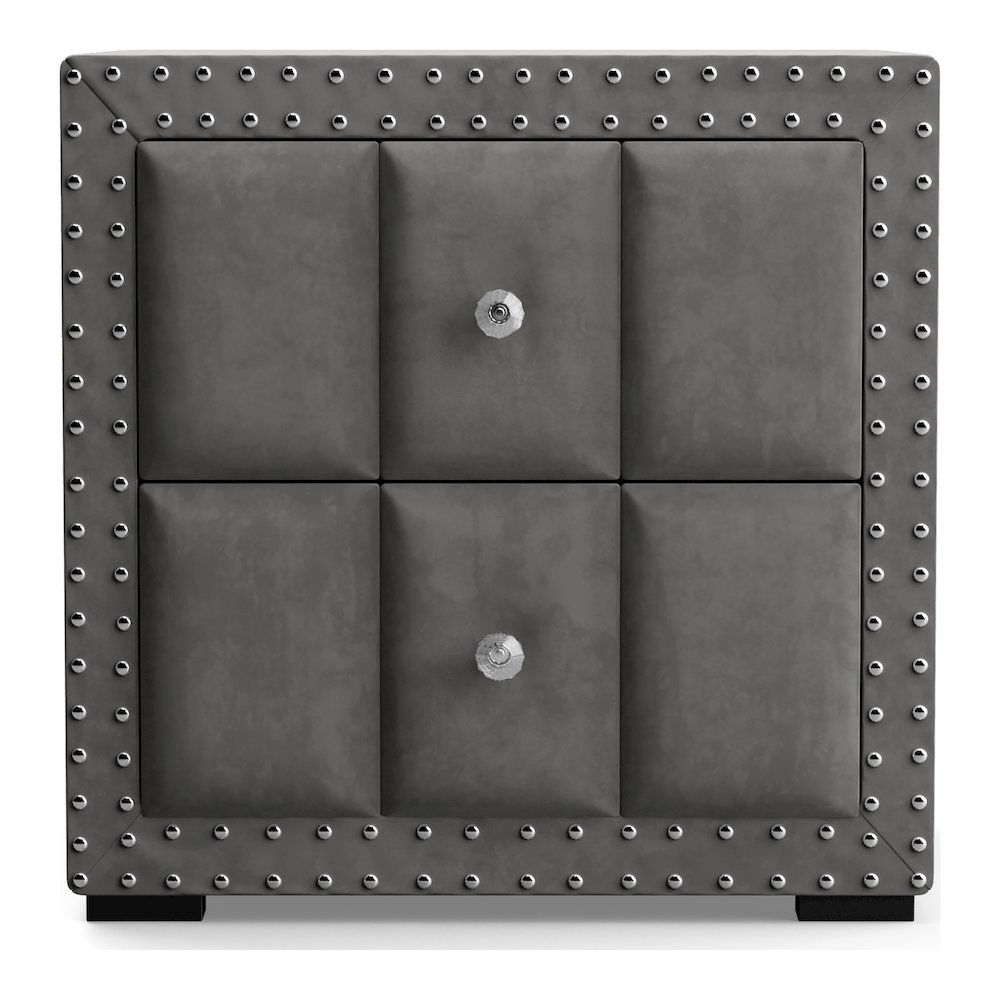 Fynor Modern Velvet 2-Drawer Nightstand (Set of 2). Picture 2