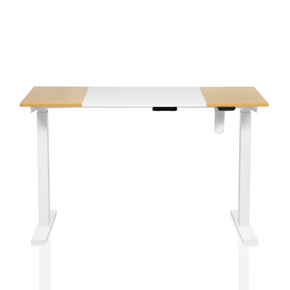 Quade Wood and Metal Height Adjustable Desk in White. Picture 4