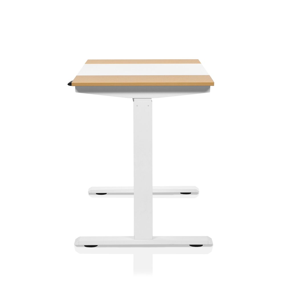Quade Wood and Metal Height Adjustable Desk in White. Picture 2