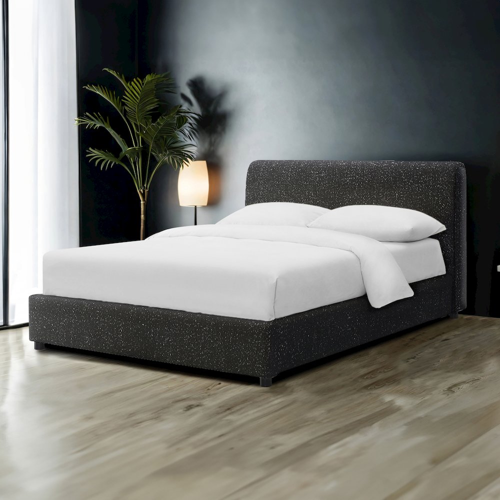 Demarco Modern Boucle Upholstered Platform Bed. Picture 3