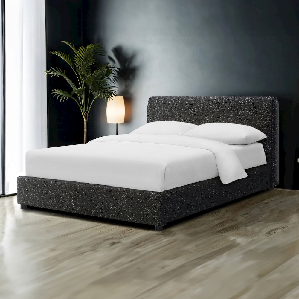 Demarco Modern Boucle Upholstered Platform Bed. Picture 3