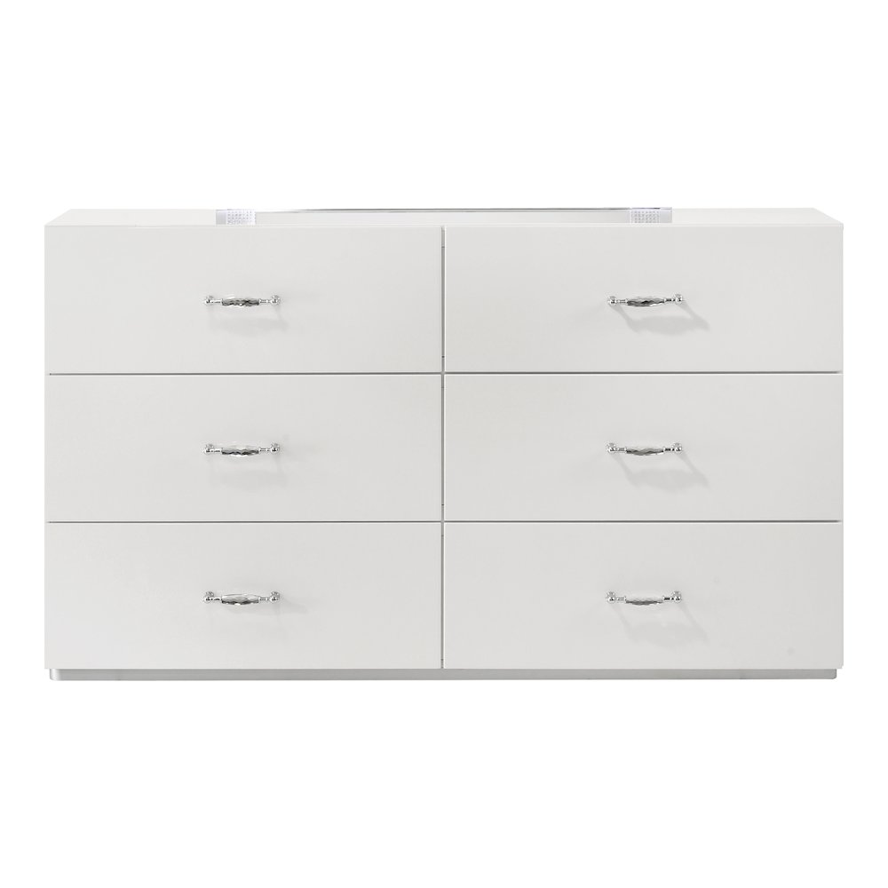 Wellan Modern Wood 6-Drawer Dresser in White. Picture 1