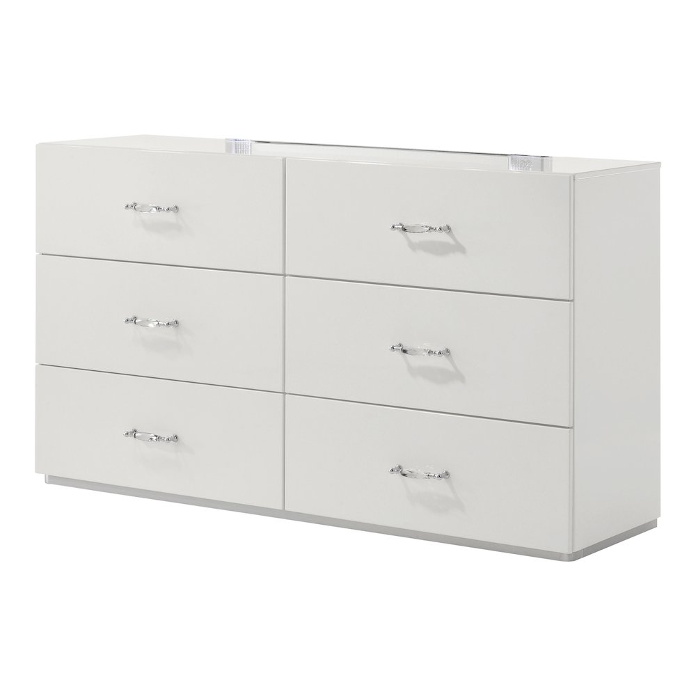 Wellan Modern Wood 6-Drawer Dresser in White. Picture 2