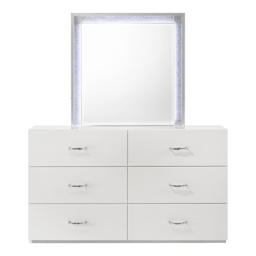 Wellan Modern Wood 6-Drawer Dresser in White. Picture 4