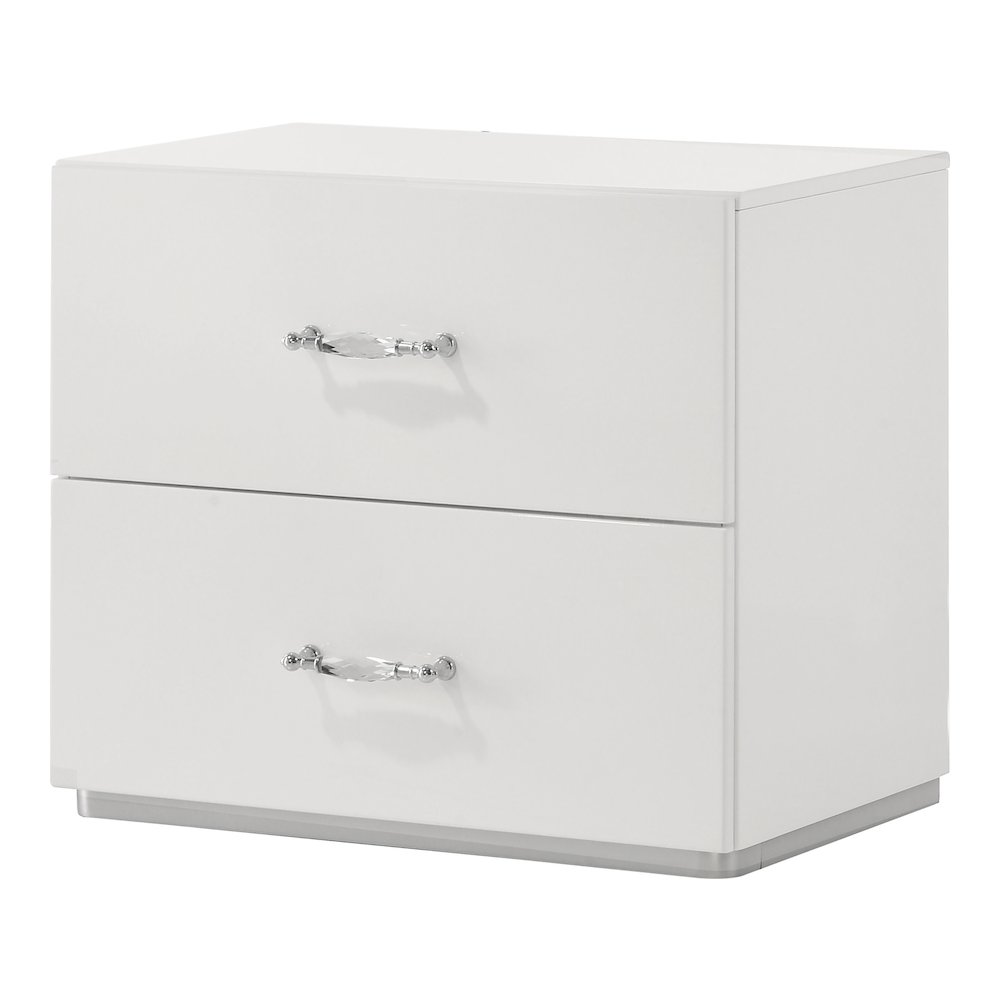 Wellan Modern Wood 2-Drawer Nightstand in White. Picture 1