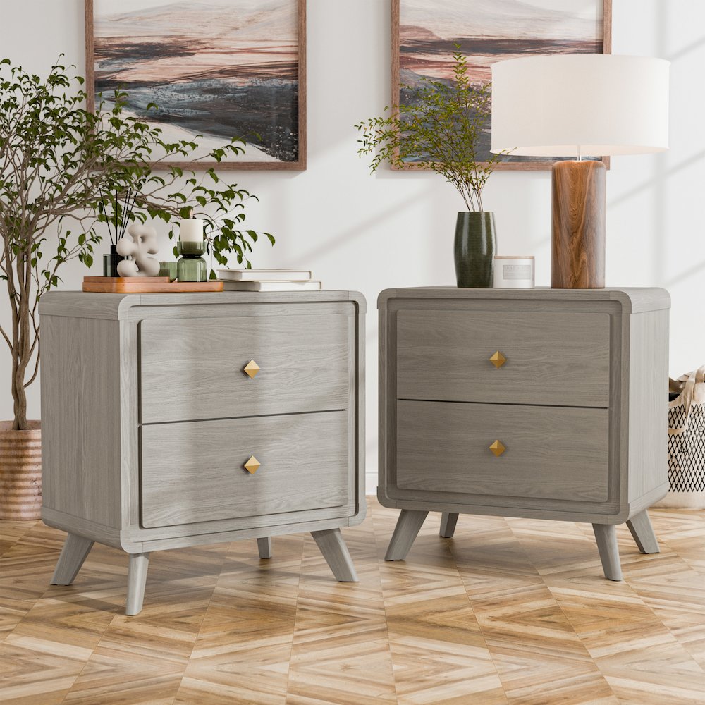 Darley Modern Wood 2-Drawer Nightstand (Set of 2). Picture 4