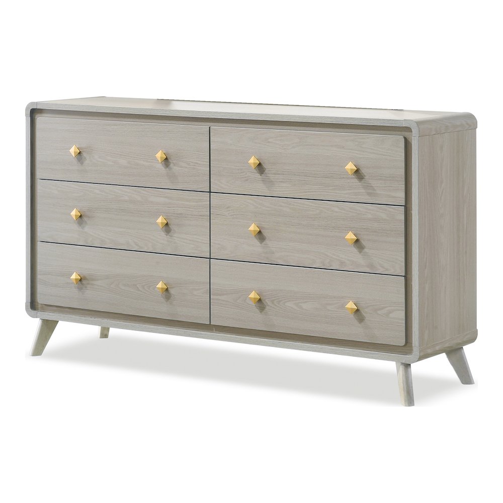 Darley Modern Wood 6-Drawer Dresser in Gray. Picture 1
