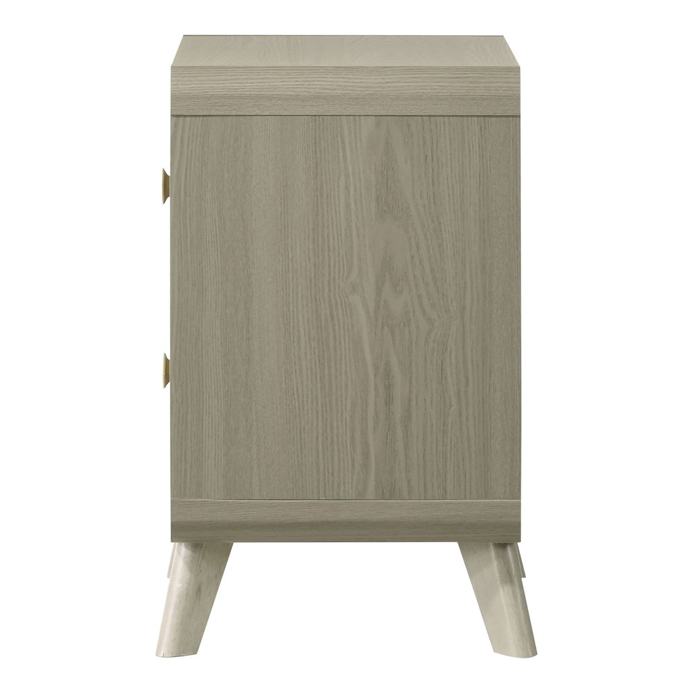Xylia Modern Solid Wood Nightstand with 2 Drawers, Grey. Picture 3