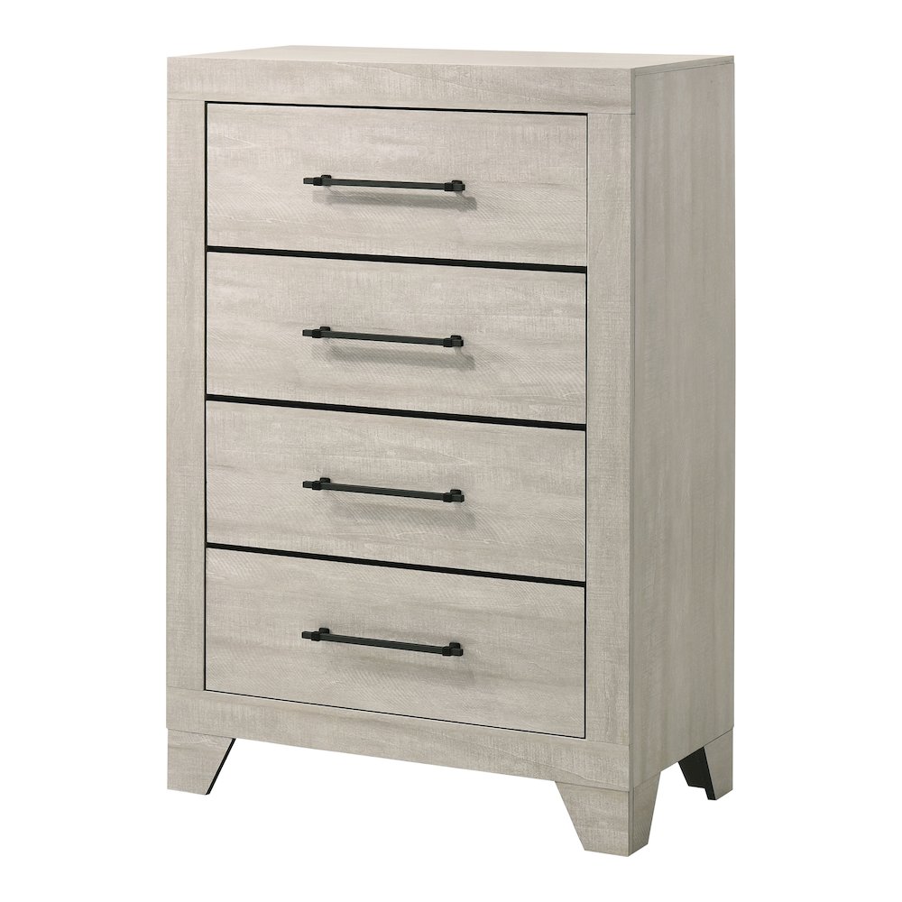 Baurke Modern Wood 4-Drawer Chest in Light Gray. Picture 1