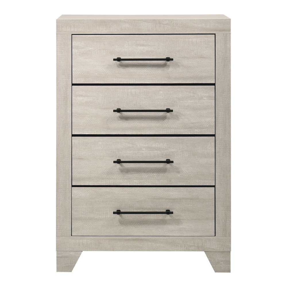 Baurke Modern Wood 4-Drawer Chest in Light Gray. Picture 2