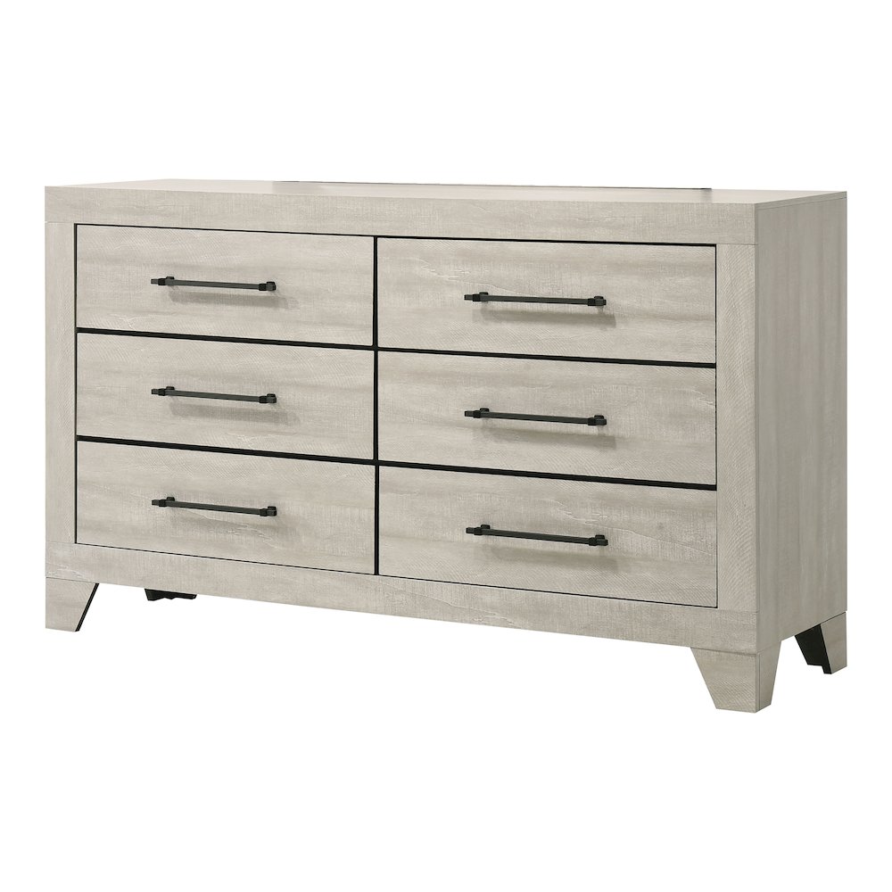 Baurke Modern Wood 6-Drawer Dresser in Light Gray. Picture 1