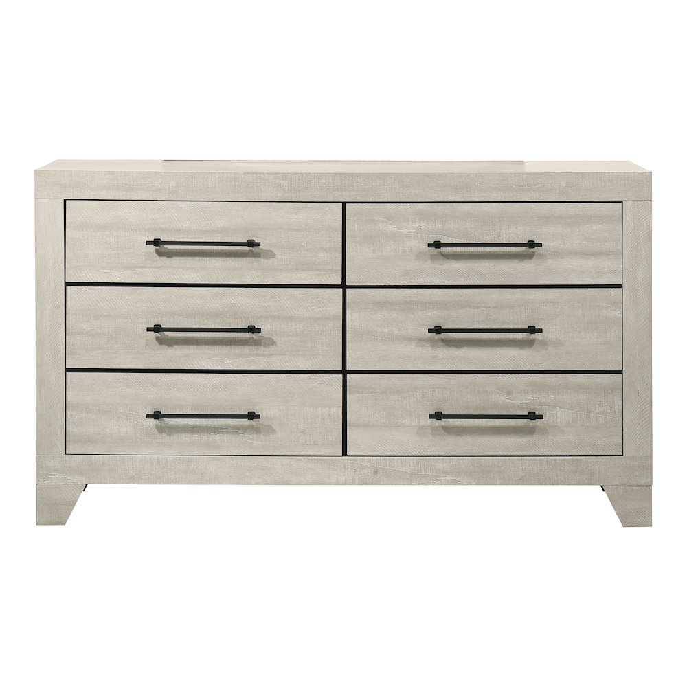 Baurke Modern Wood 6-Drawer Dresser in Light Gray. Picture 2