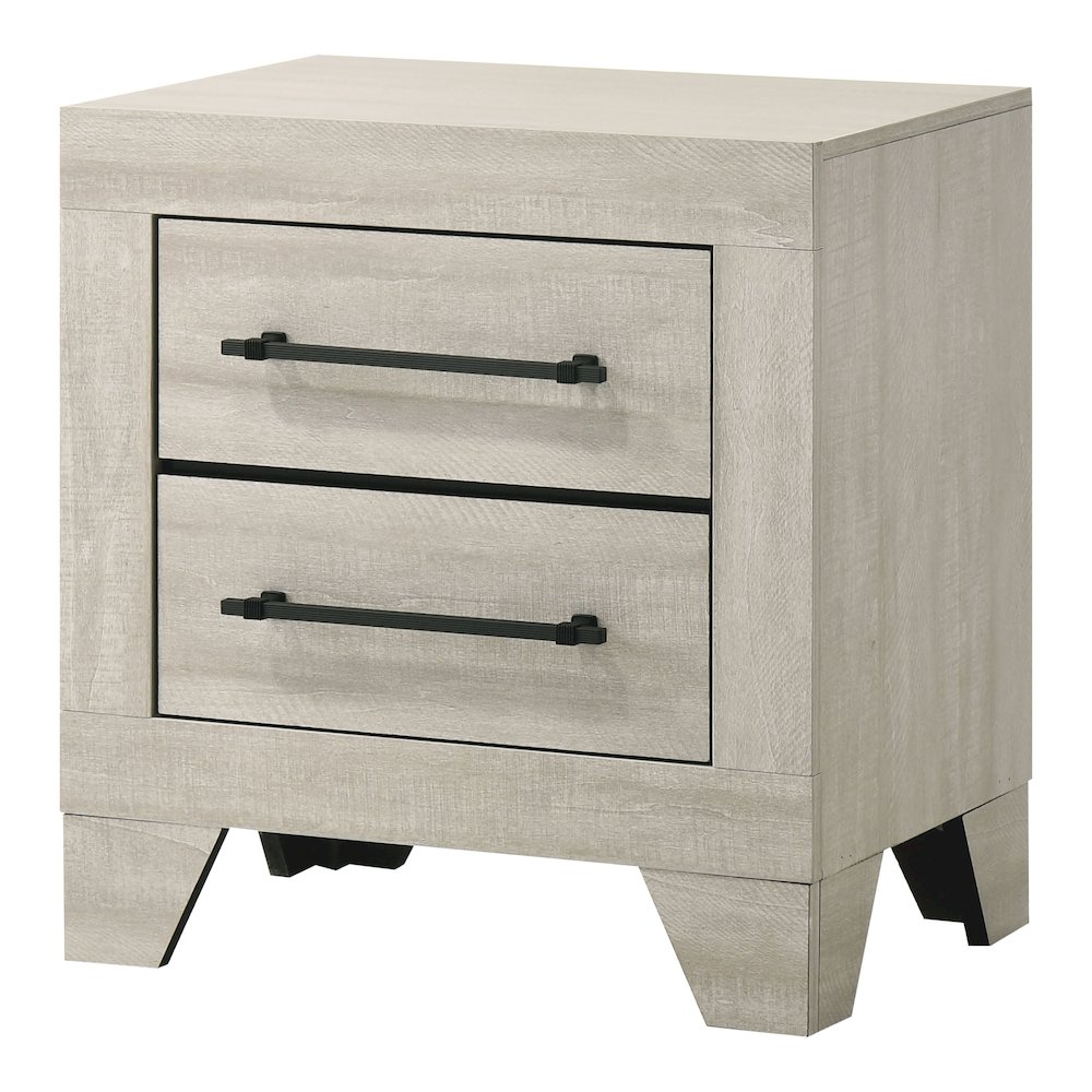Baurke Modern Wood 2-Drawer Nightstand in Light Gray. Picture 1