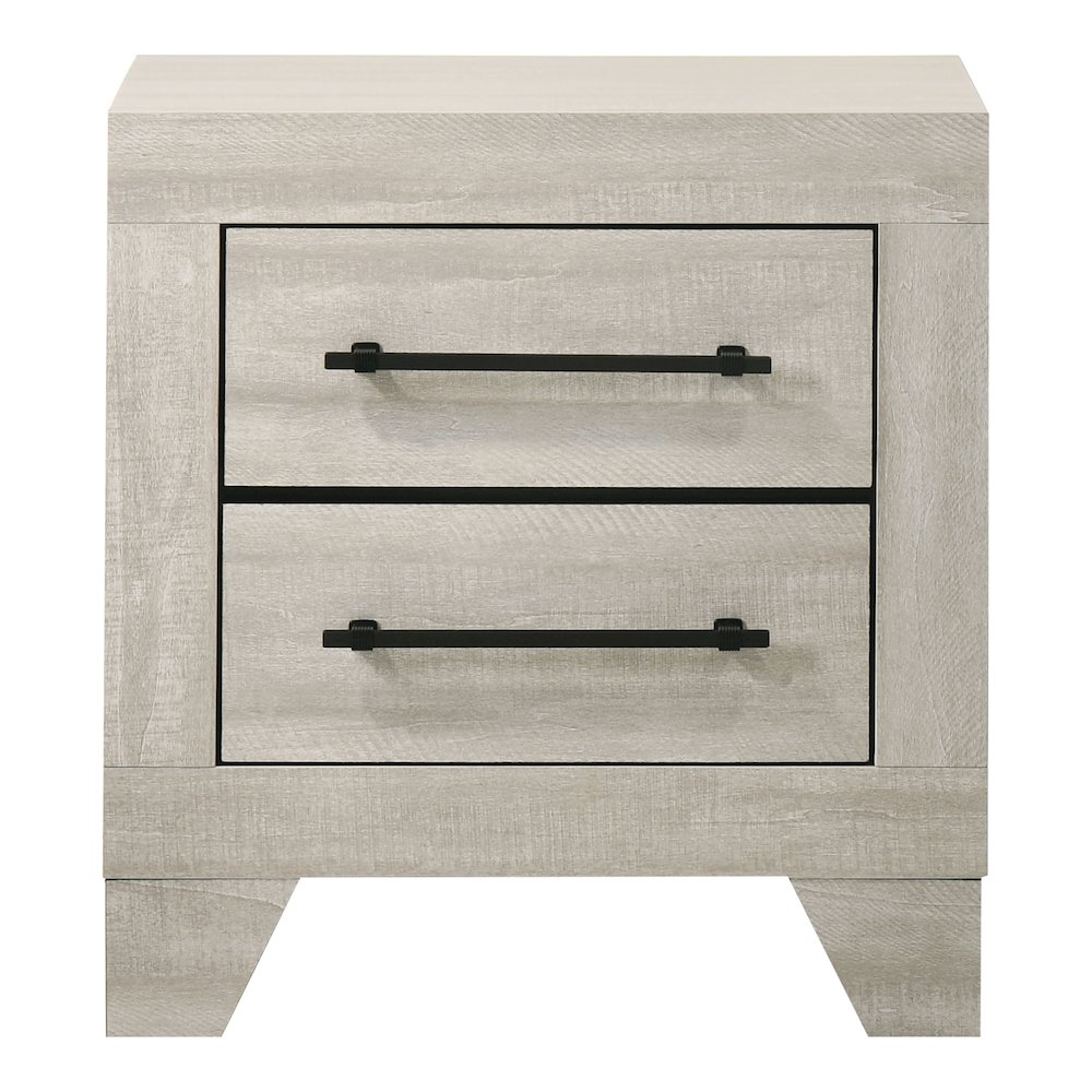 Baurke Modern Wood 2-Drawer Nightstand in Light Gray. Picture 2
