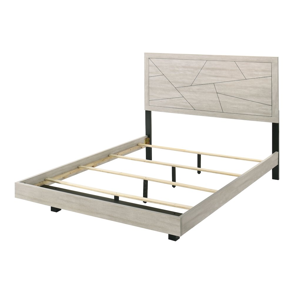 Baurke Modern Wood Panel Bed in Light Gray. Picture 1