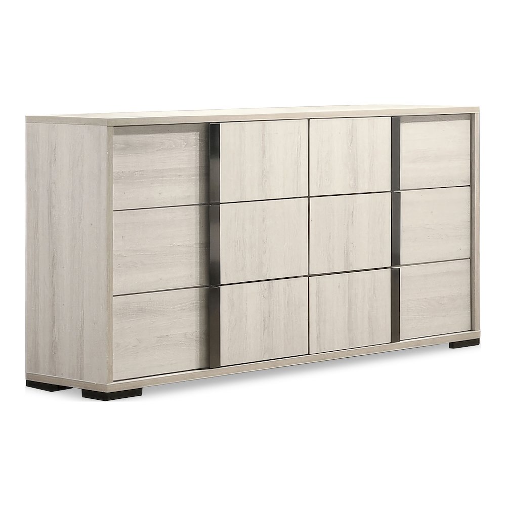 Turntile Modern Wood 6-Drawer Dresser in Washed White. Picture 1