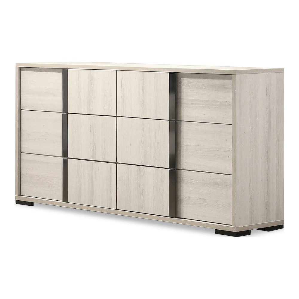 Turntile Modern Wood 6-Drawer Dresser in Washed White. Picture 2