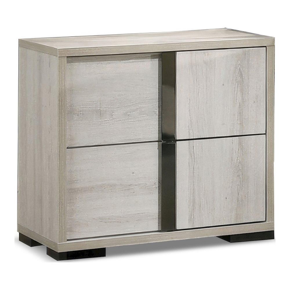Turntile Modern Wood 2-Drawer Nightstand in Washed White. Picture 2