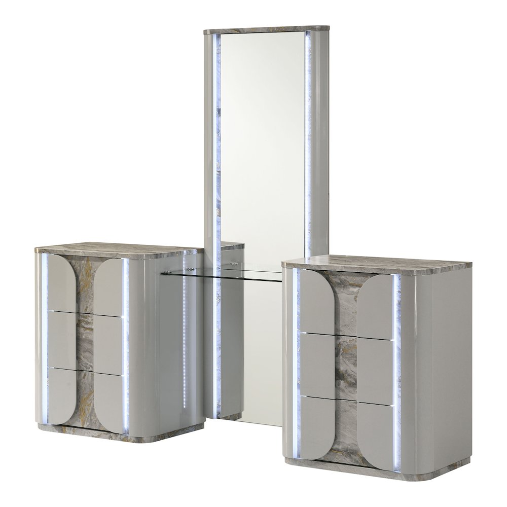 Agena Modern 3-Piece Wood Vanity Set with LED in Light Gray. Picture 1