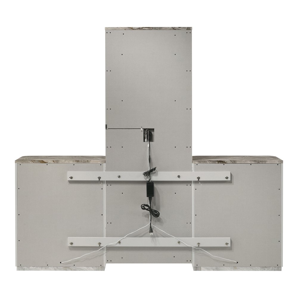 Agena Modern 3-Piece Wood Vanity Set with LED in Light Gray. Picture 3
