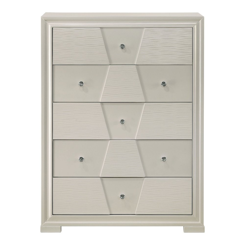 Rein Modern Solid Wood 5-Drawer Chest in White. Picture 2