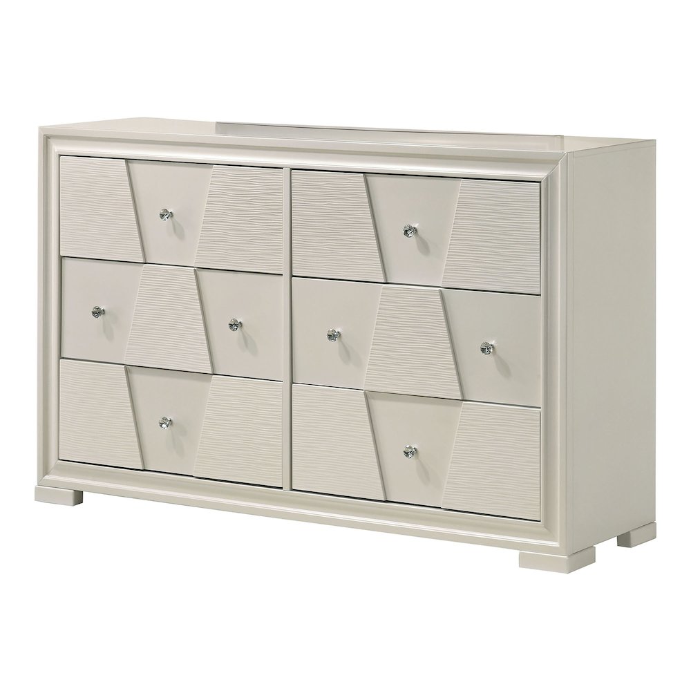 Rein Modern Solid Wood 6-Drawer Dresser in White. Picture 1
