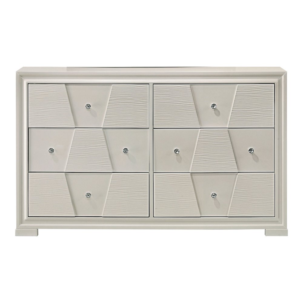 Rein Modern Solid Wood 6-Drawer Dresser in White. Picture 2