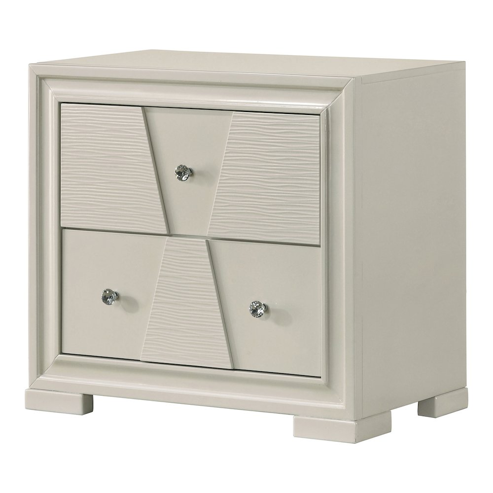 Rein Modern Solid Wood 2-Drawer Nightstand in White