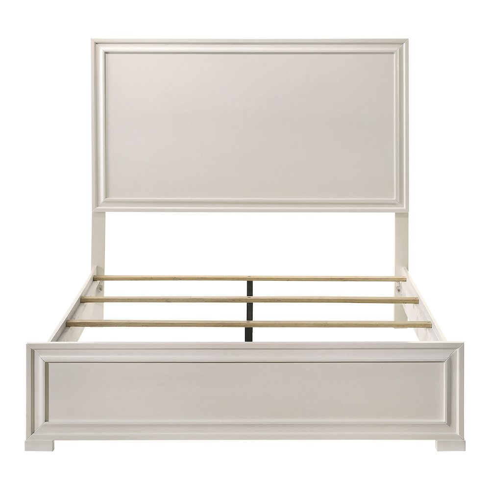 Rein Modern Solid Wood Panel Bed in White. Picture 2