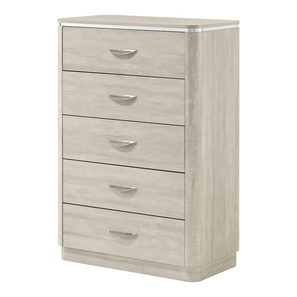 Ventur Modern Wood 5-Drawer Chest in Dusty Gray. Picture 1