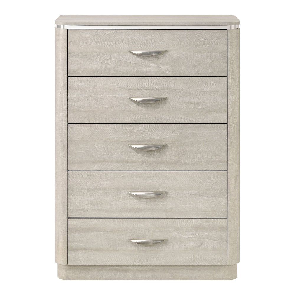 Ventur Modern Wood 5-Drawer Chest in Dusty Gray. Picture 2
