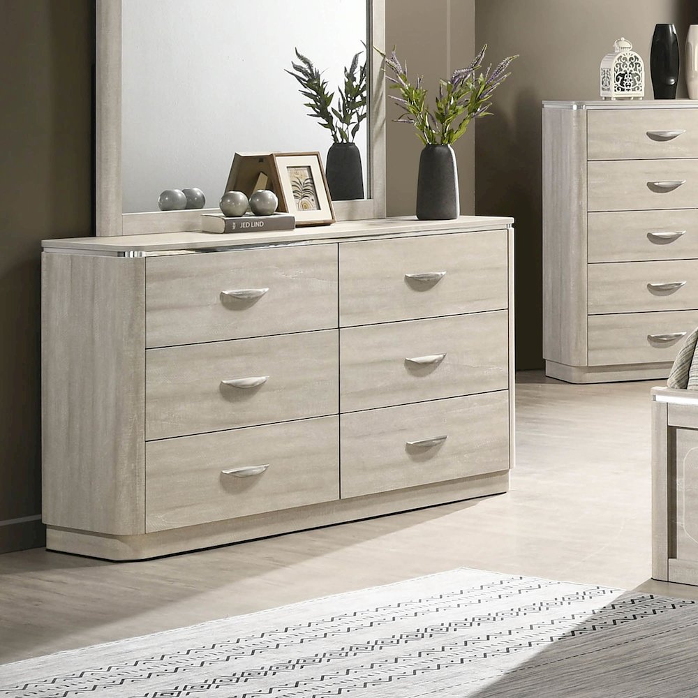 Ventur Modern Wood 6-Drawer Dresser in Dusty Gray. Picture 3