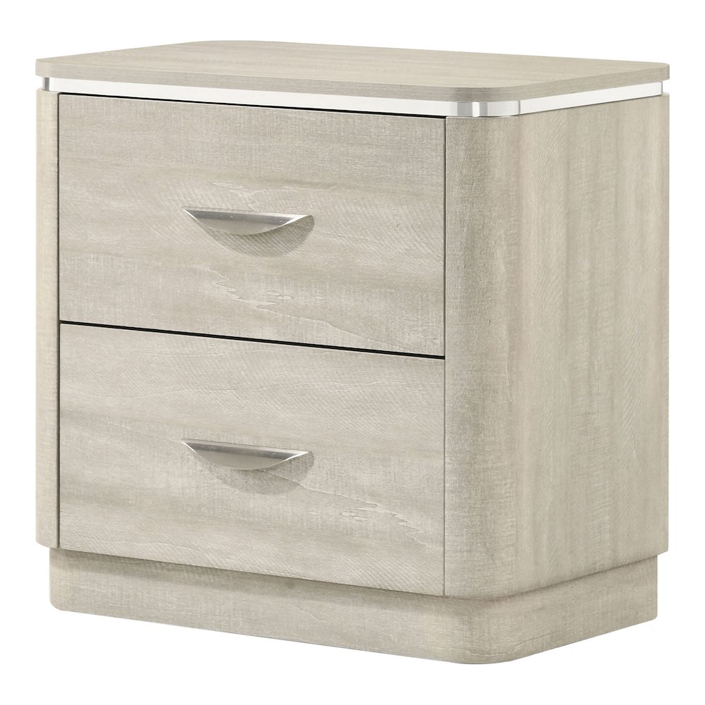 Ventur Modern Wood 2-Drawer Nightstand in Dusty Gray. Picture 1