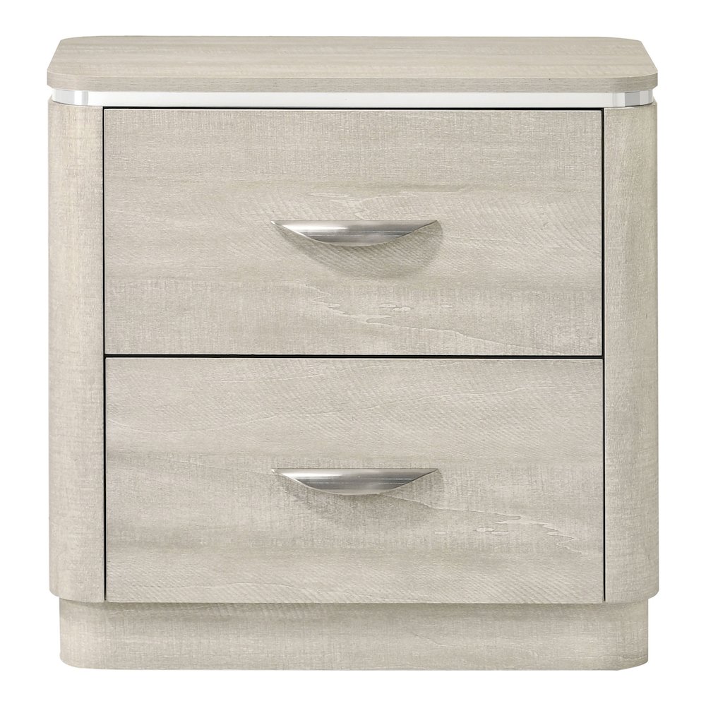 Ventur Modern Wood 2-Drawer Nightstand in Dusty Gray. Picture 2
