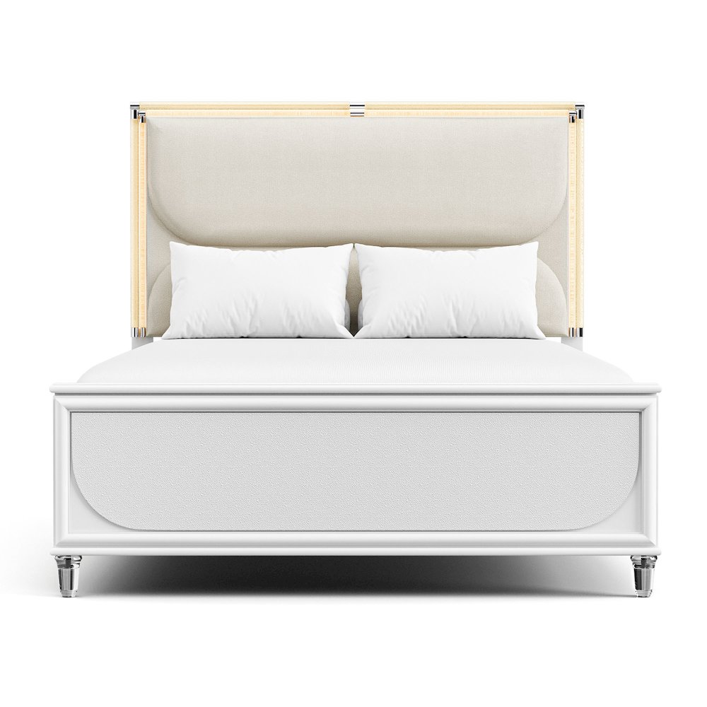 Glosan Modern Pearl White Wood Kids Platform Bed with LED. Picture 2