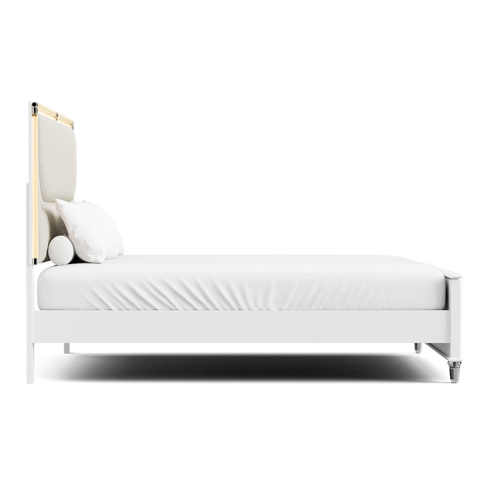 Glosan Modern Pearl White Wood Kids Platform Bed with LED. Picture 3