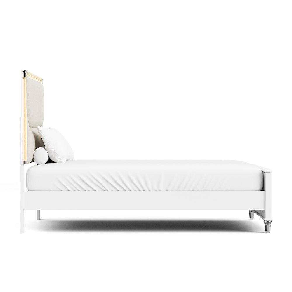 Glosan Modern Pearl White Wood Kids Platform Bed with LED. Picture 2