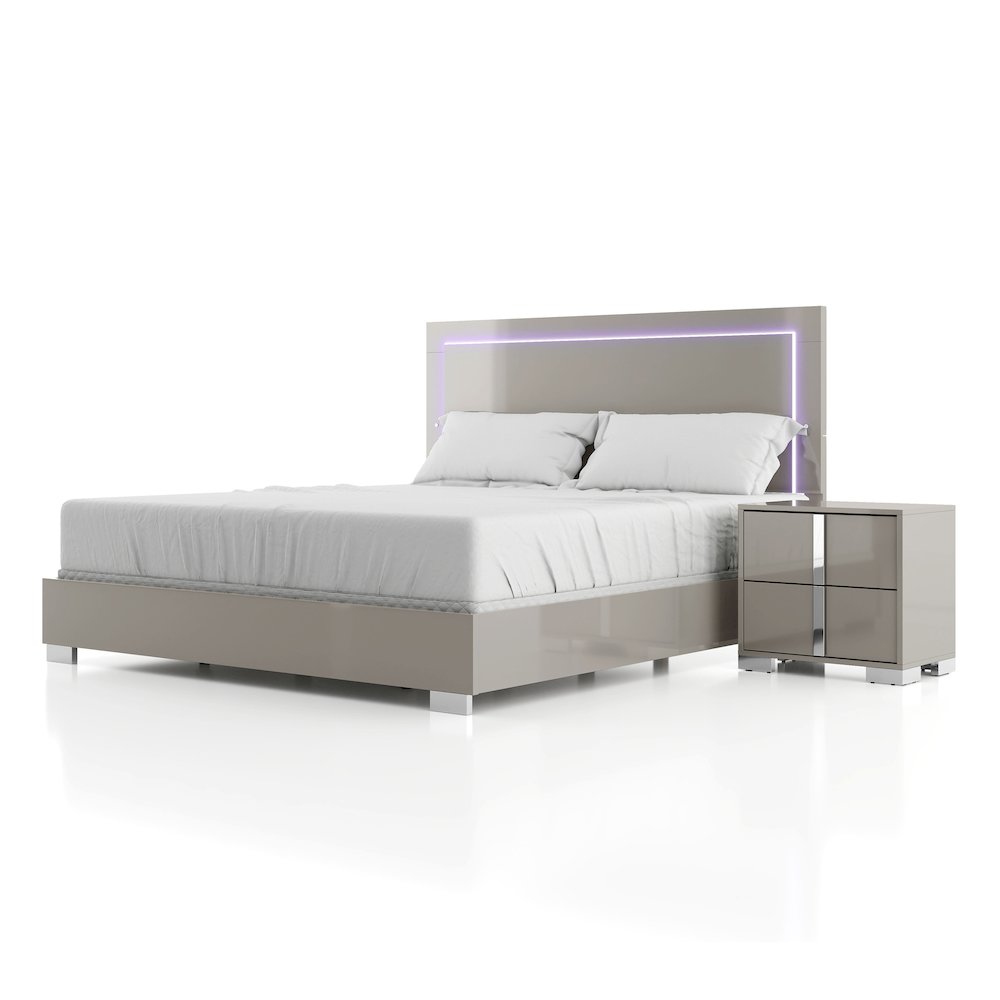 Jiar Modern 2-Piece Panel Bedroom Set with LED on Headboard. Picture 1