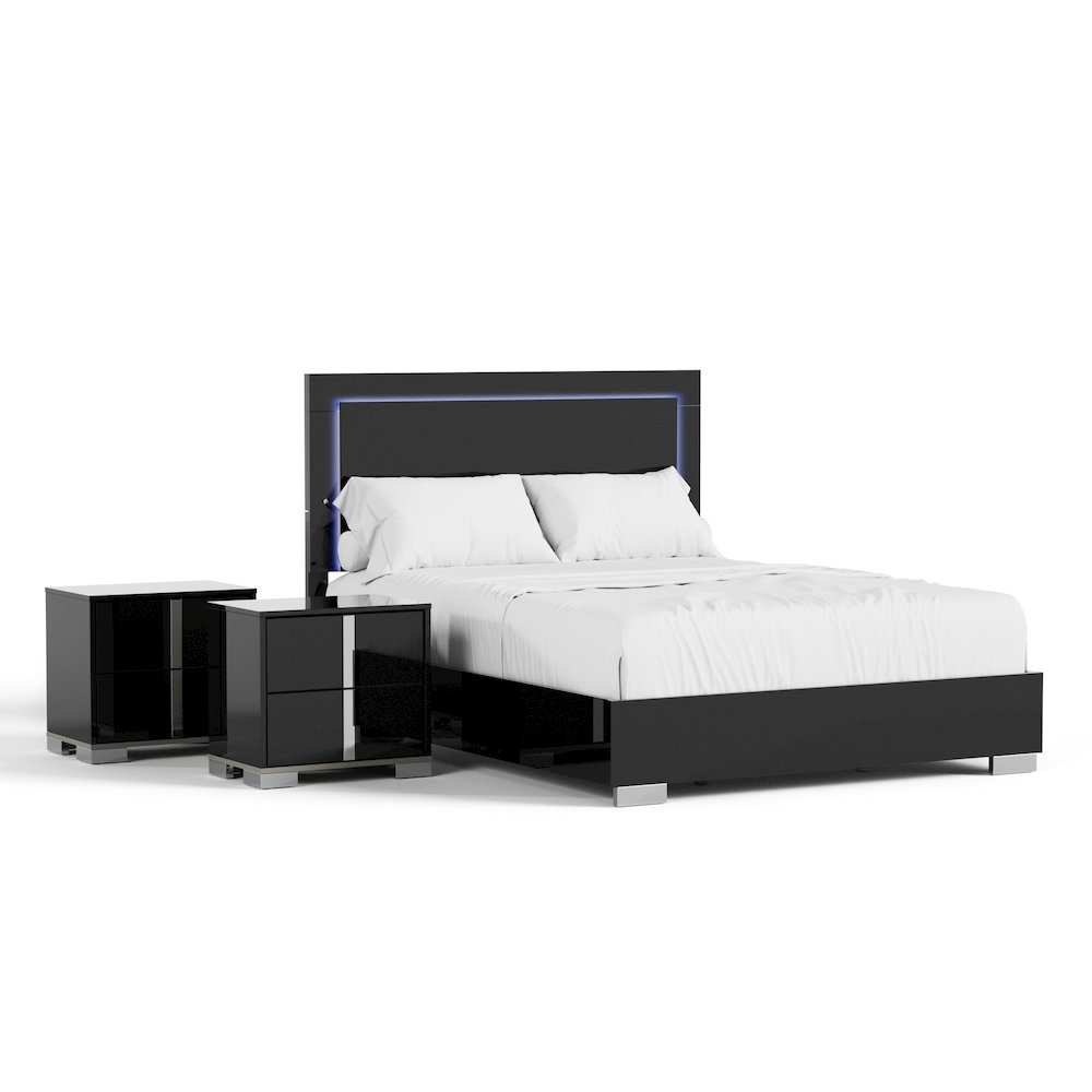 Jiar Modern 3-Piece Panel Bed and 2-Nightstand Bedroom Set. Picture 1