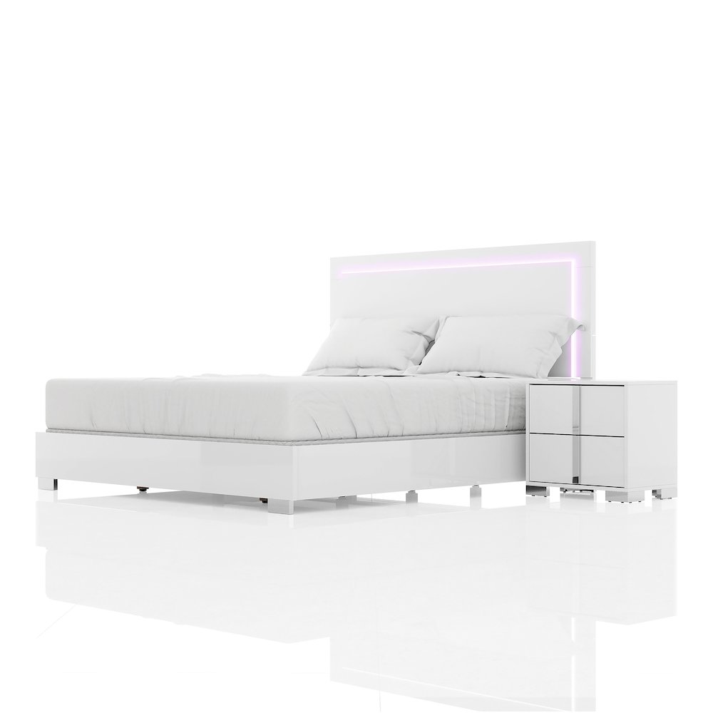 Jiar Modern 2-Piece Panel Bedroom Set with LED on Headboard. Picture 1