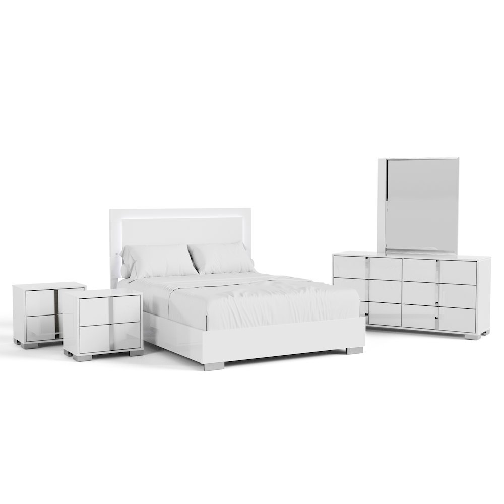 Jiar Modern 5-Piece Panel Bedroom Set with LED on Headboard. Picture 1