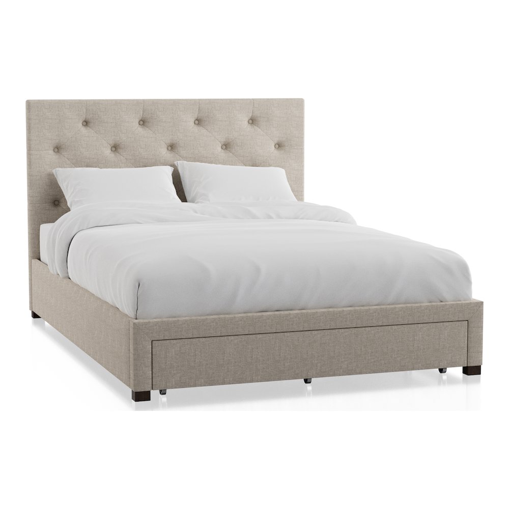 Bethn Transitional Fabric Storage Queen Bed in Beige. Picture 1