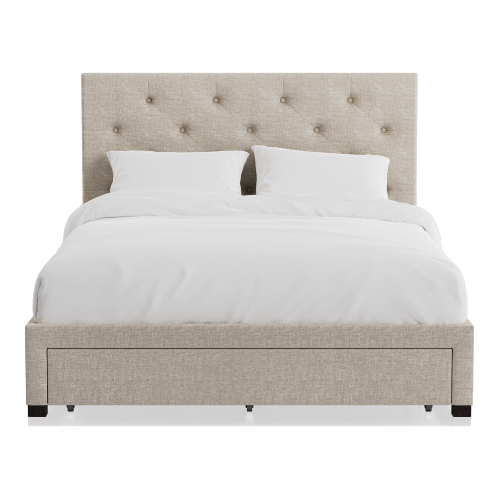 Bethn Transitional Fabric Storage Queen Bed in Beige. Picture 3