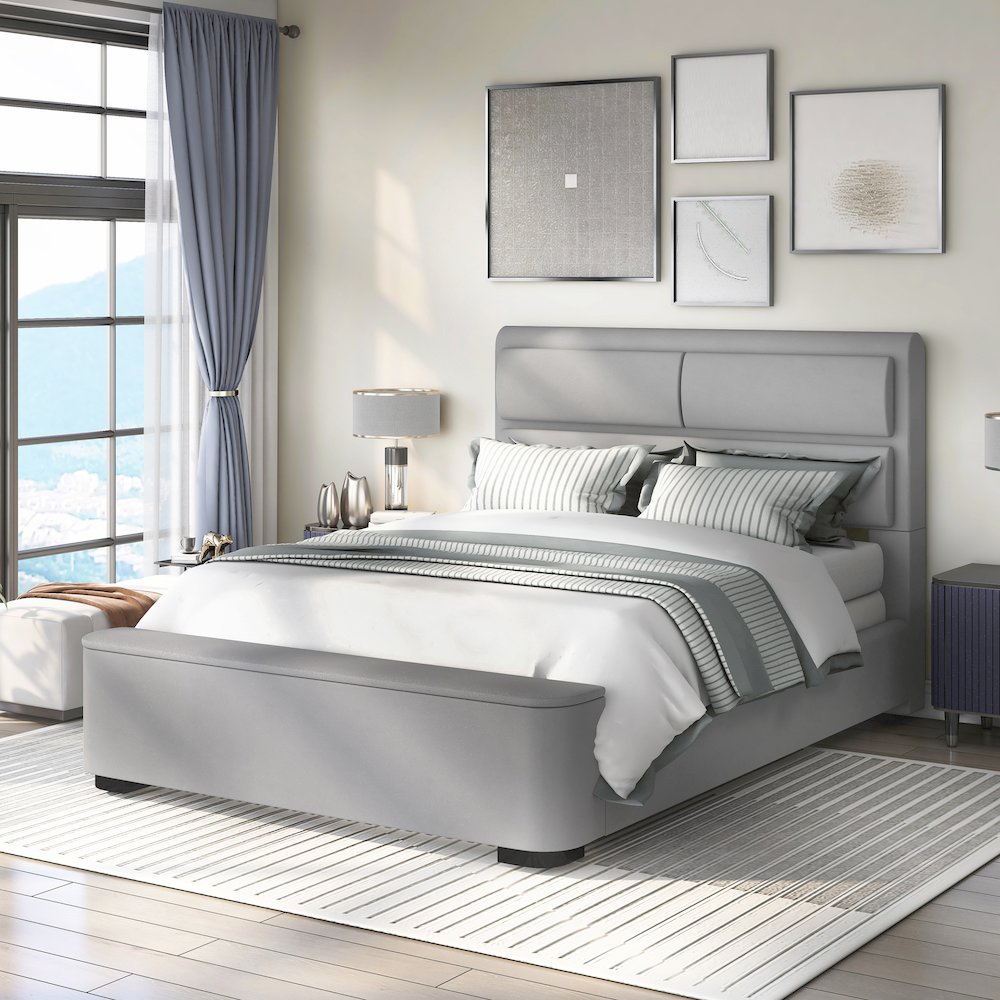 Fremont Contemporary Fabric Bed with Storage. Picture 4
