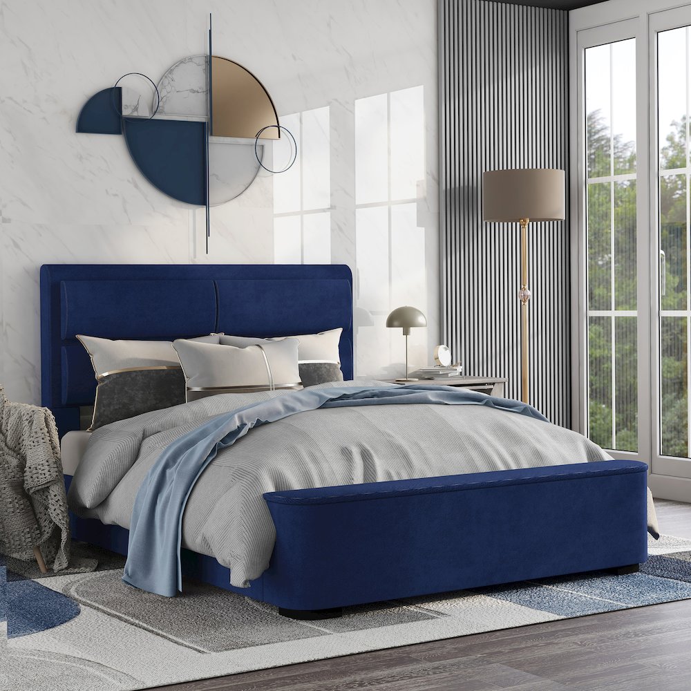 Fremont Contemporary Fabric Bed with Storage. Picture 4