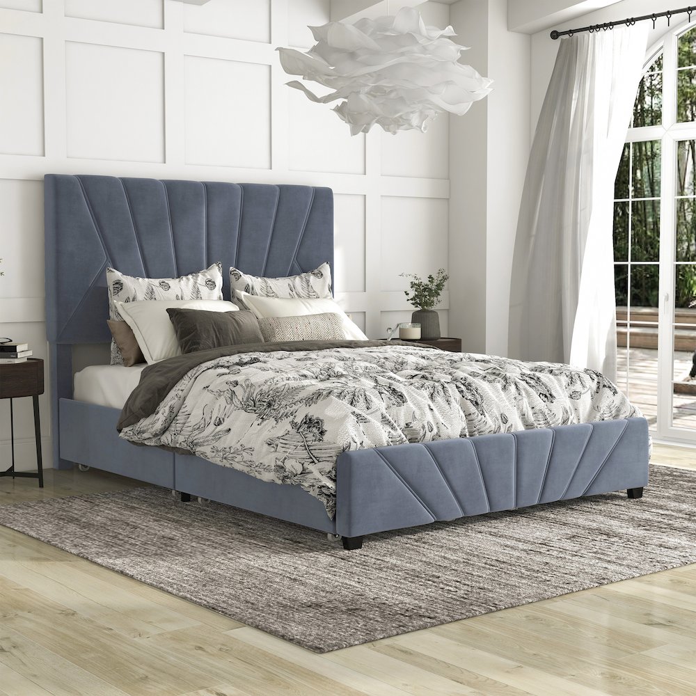 Harper Fabric Upholstered Bed with 4-Drawer. Picture 4