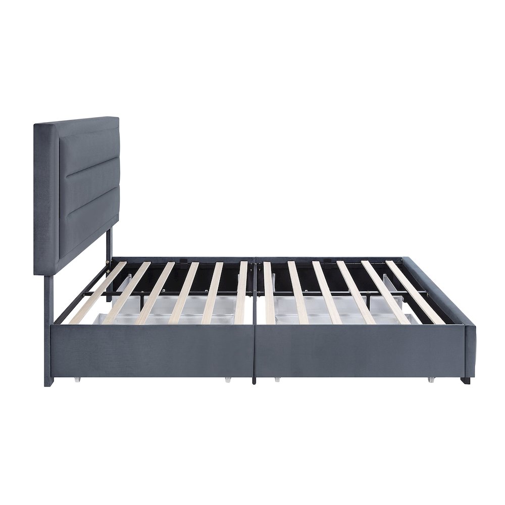 Tink Platform Fabric Bed with Drawers. Picture 4
