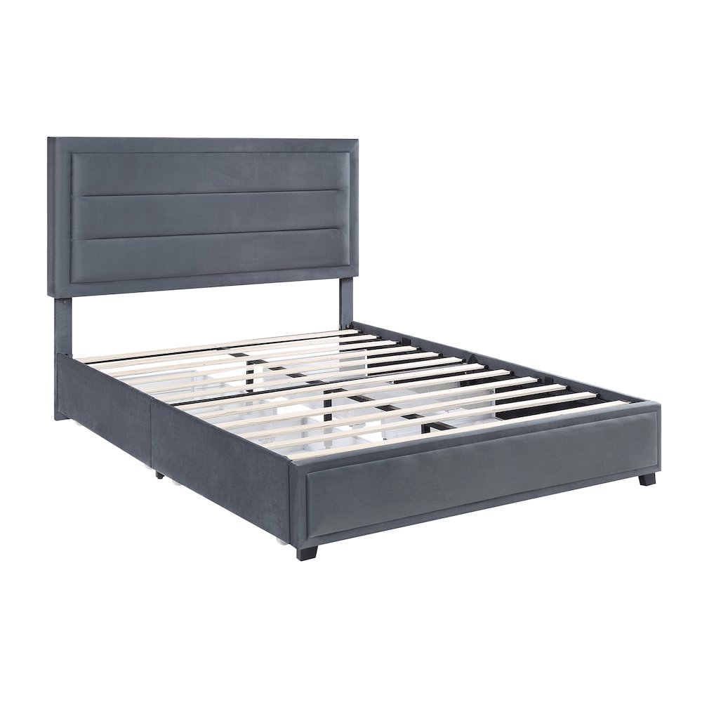 Tink Platform Fabric Bed with Drawers. Picture 1