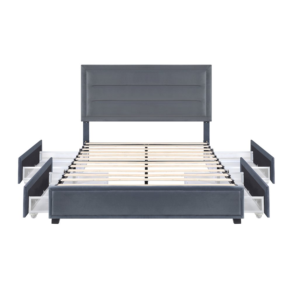 Tink Platform Fabric Bed with Drawers. Picture 3