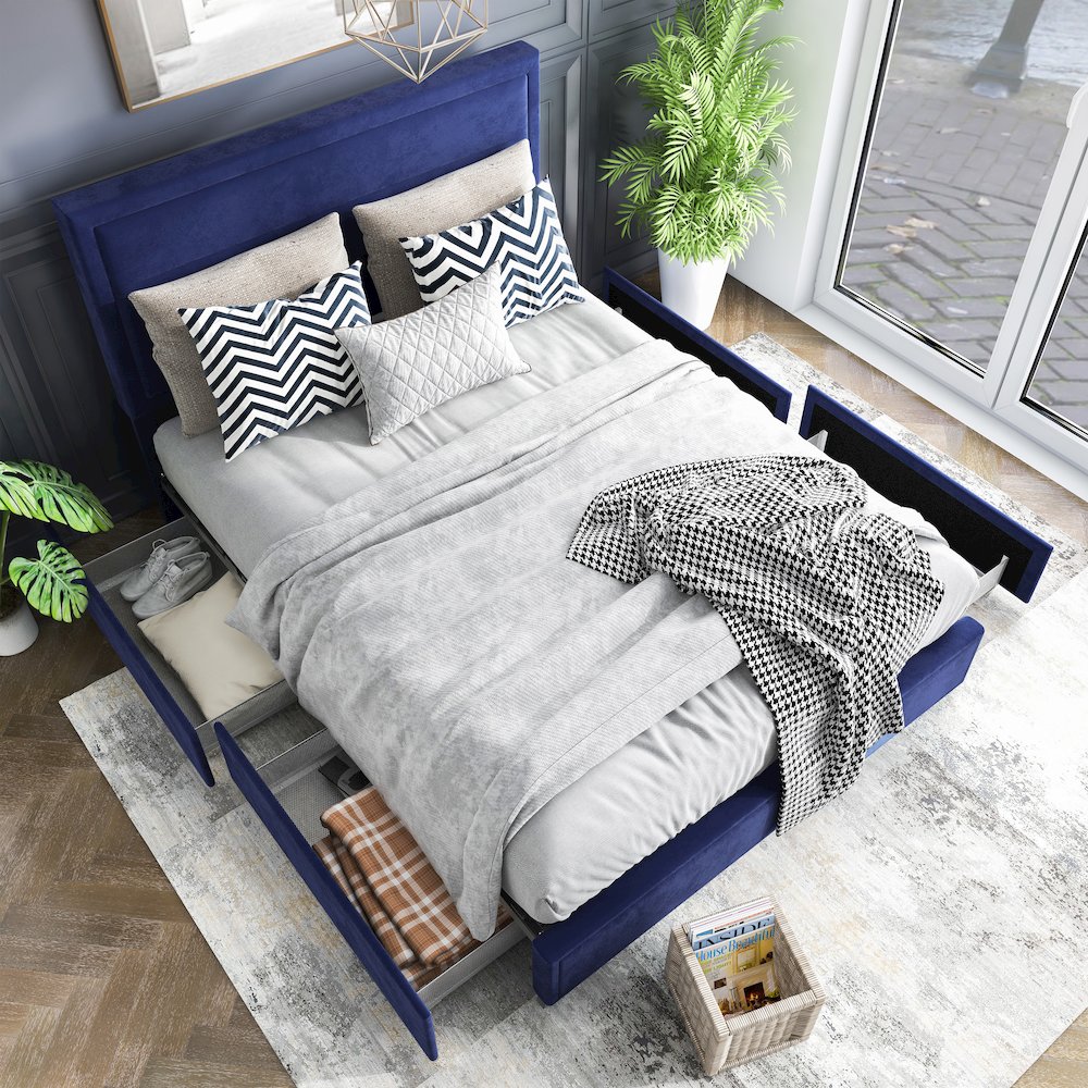 Tink Platform Fabric Bed with Drawers. Picture 5